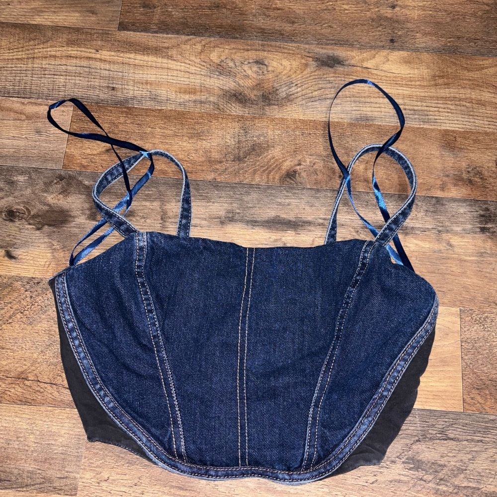 Forever 21 Dark Blue Denim Crop Top